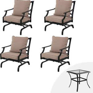 Grand Patio Dining Chairs Set of 4 Side Table Outdoor Chairs and Glass with Coffee Table 4 Pieces Metal Steel Outdoor Furniture