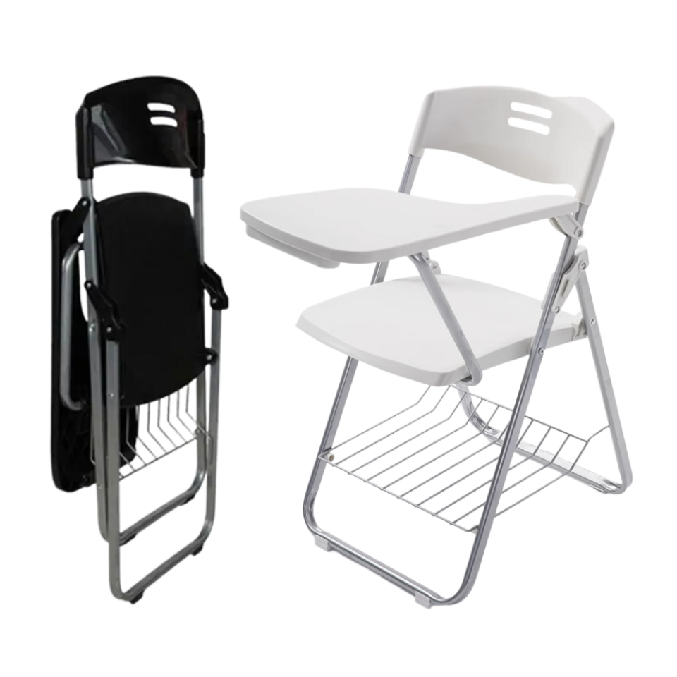 modern stackable portable plastic metal folding training study home office desk chairs with writing pad for events indoor