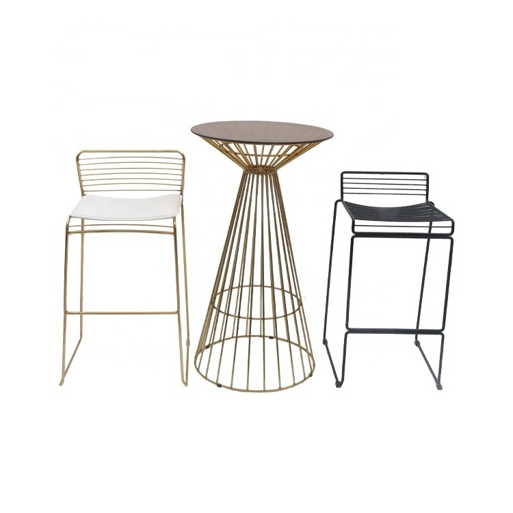 High Quality Outdoor Wire Chair Stackable Iron Minimalist Bar Chair Nordic Mental Dinning Chairs