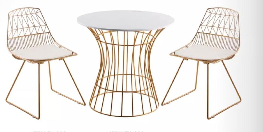 Luxury Fashion Modern outdoor Stackable Cafe Black Rose Gold dining Metal Wire Chair with cushion