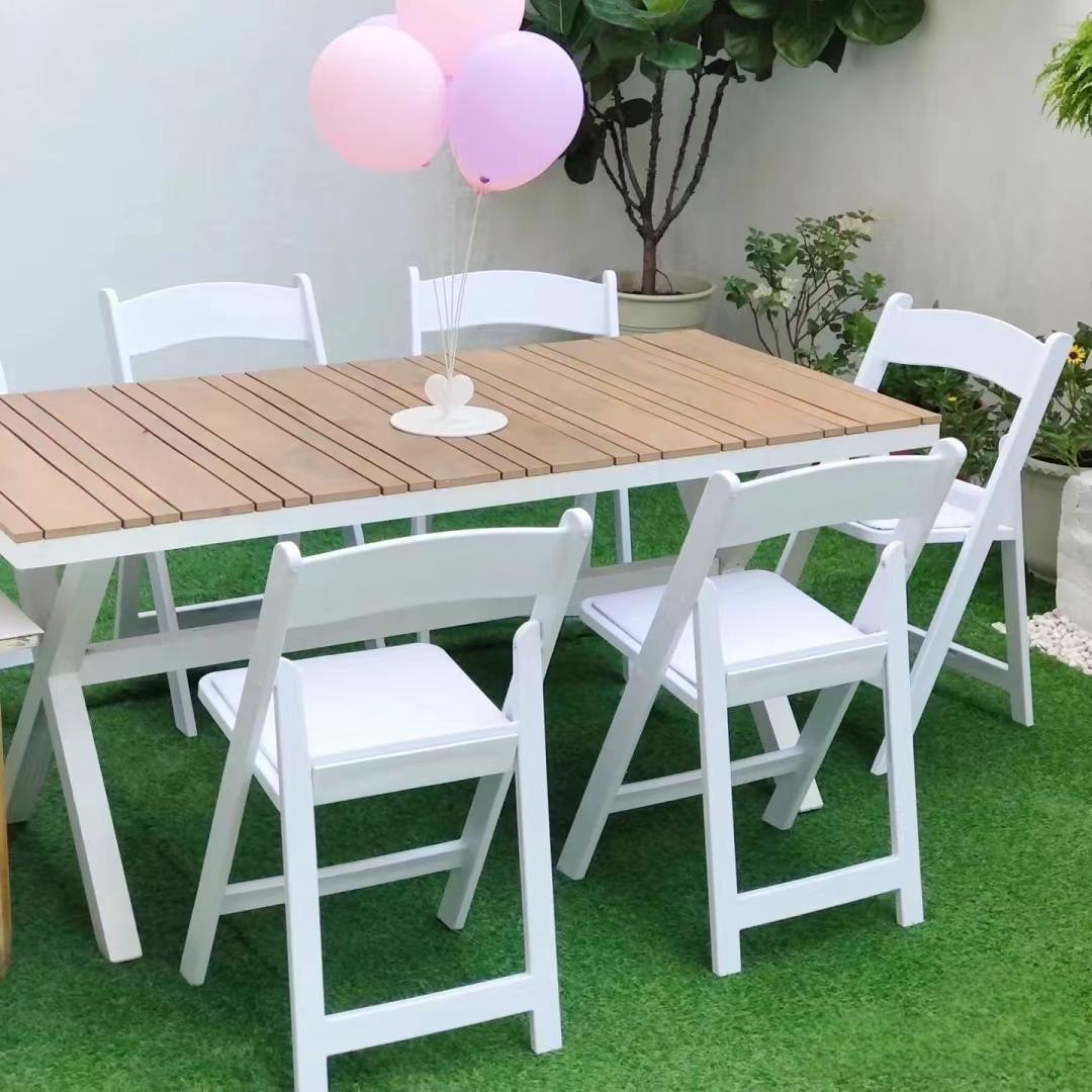 Party Wedding Indoor Outdoor garden hotel Events Banquet Reception Plastic Wimbledon White Resin Folding Chair Stackable