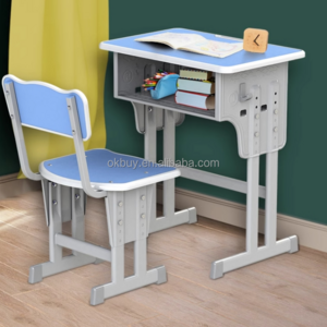 Wholesale School Furniture single Student Desk And Chair steel Set training study Table for primary middle high school adult