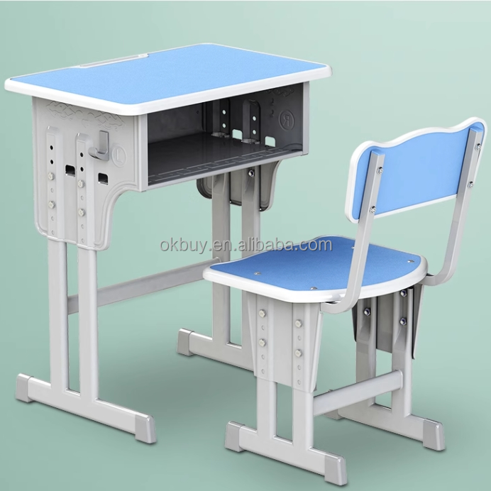 Wholesale School Furniture single Student Desk And Chair steel Set training study Table for primary middle high school adult