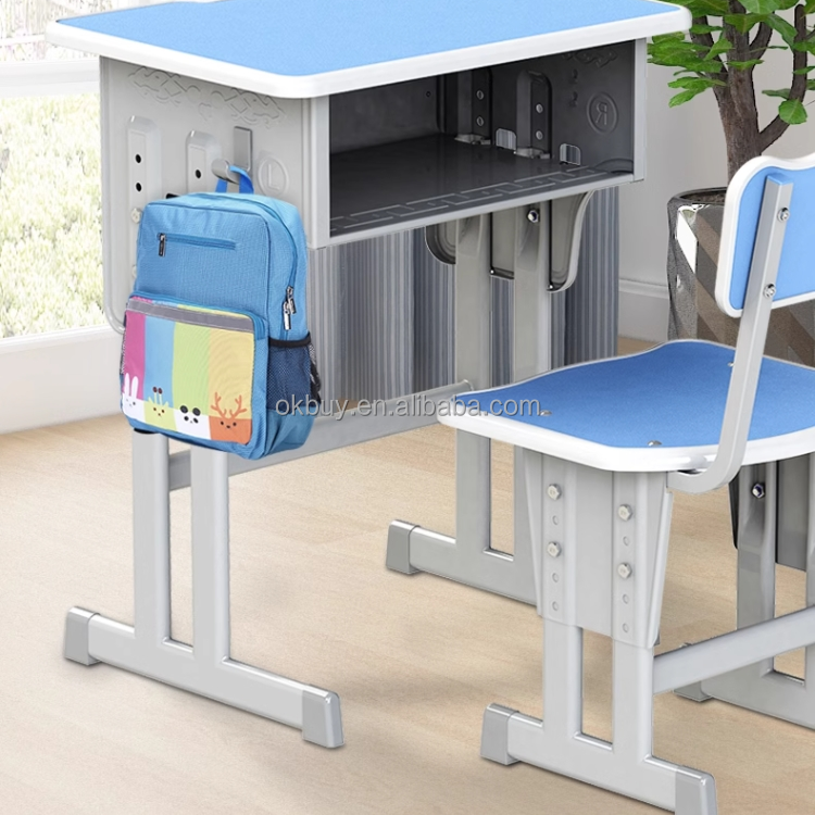 Wholesale School Furniture single Student Desk And Chair steel Set training study Table for primary middle high school adult