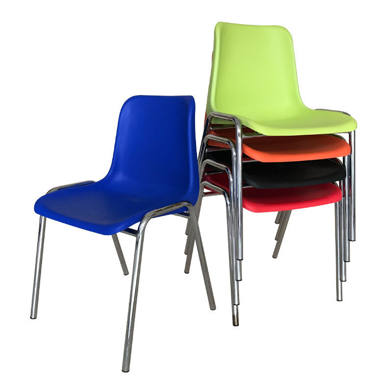 colorful cheap price stacking plastic and metal legs dining chairs