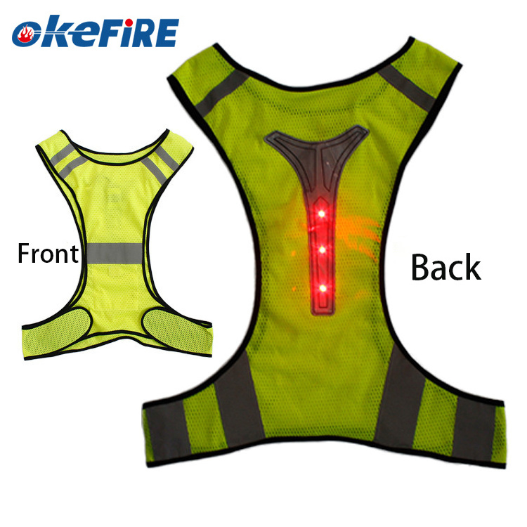 Hot Sale LED High Visibility Reflective Safety Vest  Warning Light for bike walking dog lighting hiking Running Reflective Vest