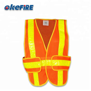 Okefire Customized Logo 100% Polyester Orange Security Reflective Class 3 Safety Vest