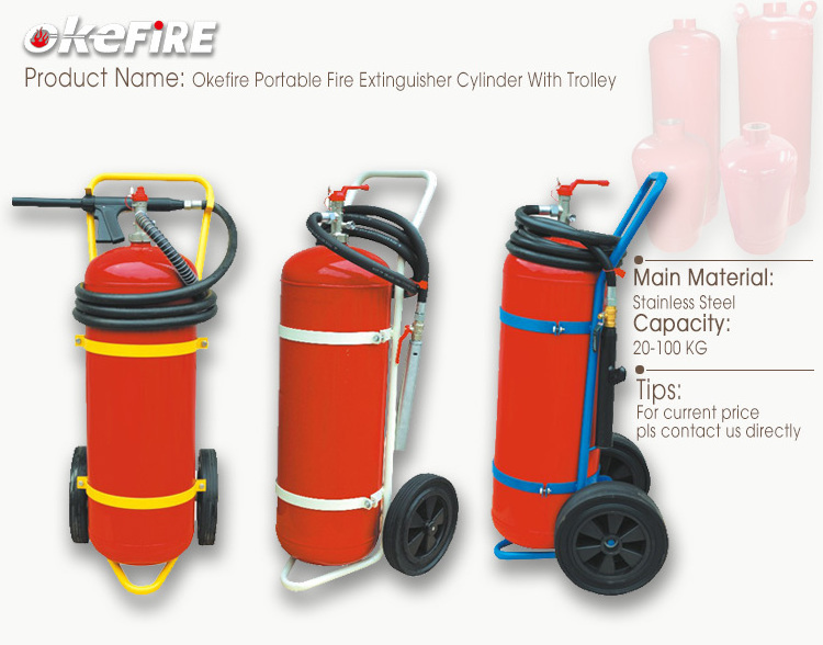 Okefire Customized Fire Equipment Portable Foam Stainless Steel Fire Extinguisher With Trolley