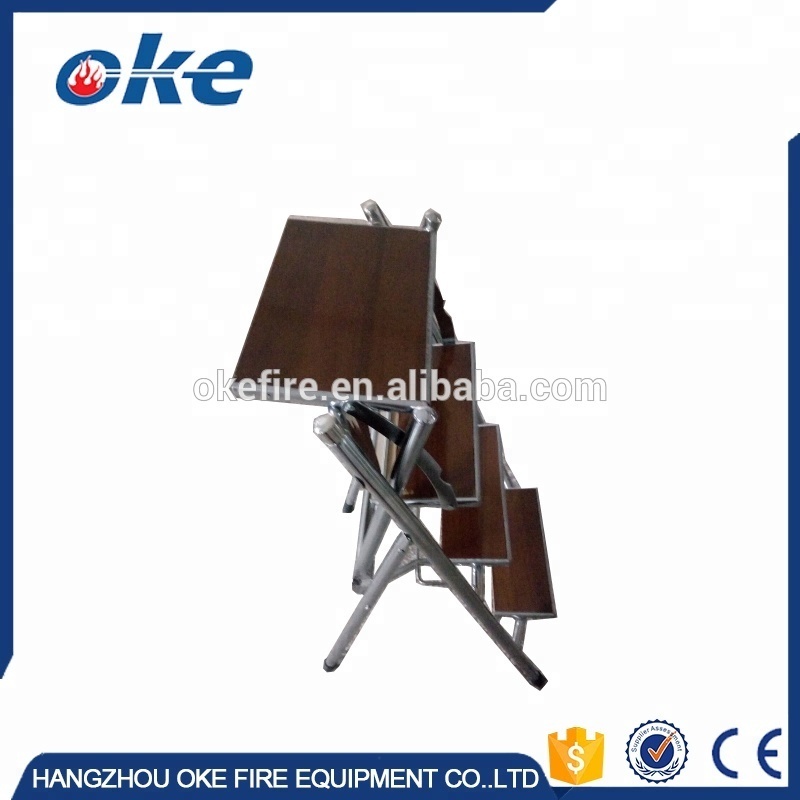 Okefire Portable Four Step Folding Wooden Telescopic Chair Ladder