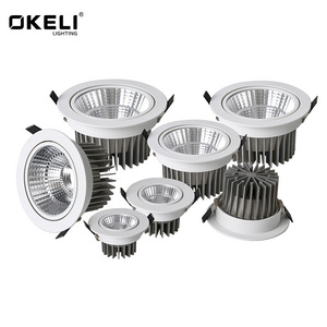 OKELI Factory wholesale price 3w 6w 9w 18w 24w 30w 40w 50w COB Recessed Adjustable led downlight Aluminum led down light