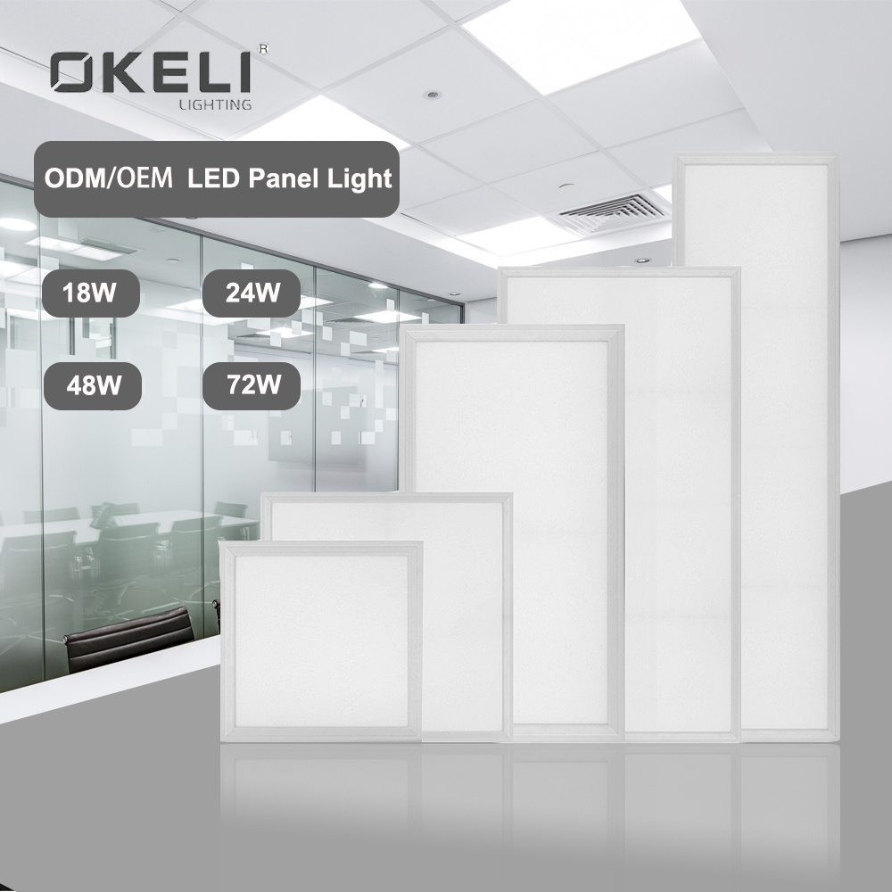 OKELI Square LED Flat Panel Ceiling Lighting Office Building SMD 18W 24W 48W 72W 4x4 60*60 Modern 80 Led Backlit Panel Lights