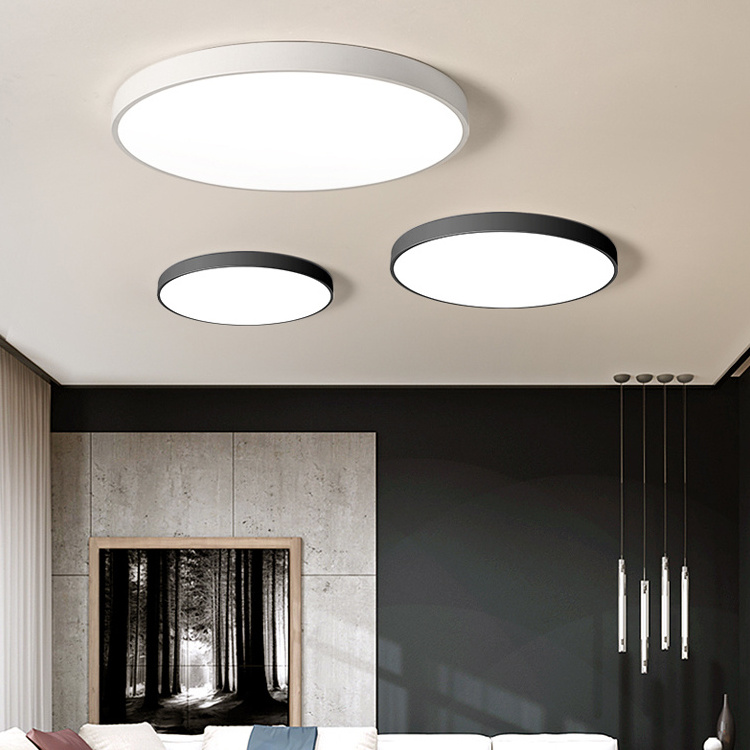 OKELI Led Flush Mount Modern Design Ceiling Light Fixtures Black Thin Dimmable Acrylic Ceiling Lights For Bedroom Hallway