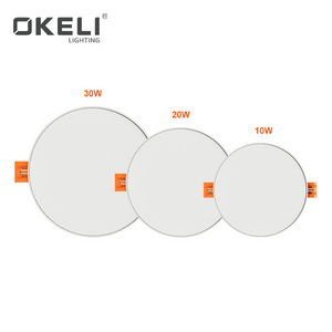 OKELI China Supplier SMD Recessed Thin Lamp Body Led Panel Light Round 10W 20W 30W Slim Led panel light for ceiling