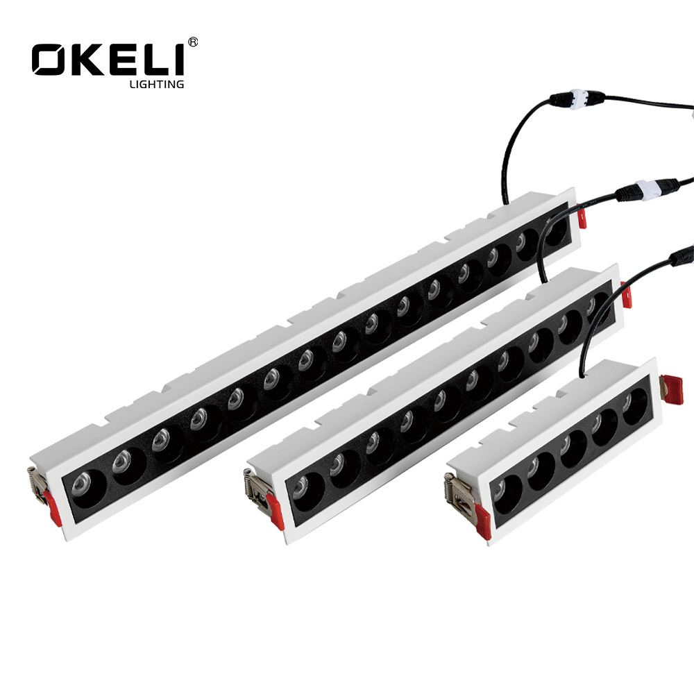 OKELI Quick Shipping White Trimless Led Linear Downlights 10W 20W 30W COB Linear Spotlight 85-265V