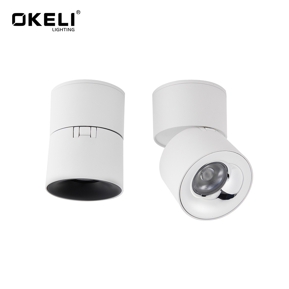 OKELI Anti Glare Adjustable Surface Recessed Mounted 360 Degree Rotate Aluminum 12W Led Spot Lights