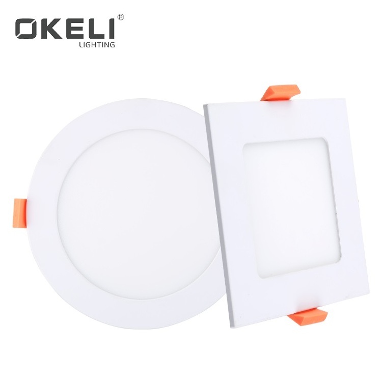 OKELI Round Square Panel 3w 6w 9w 12w 15w 18w 24w Slim Ceiling Recessed Mounted LED Panel light