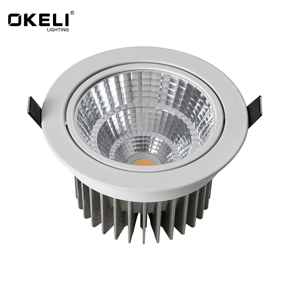 OKELI Factory wholesale price 3w 6w 9w 18w 24w 30w 40w 50w COB Recessed Adjustable led downlight Aluminum led down light