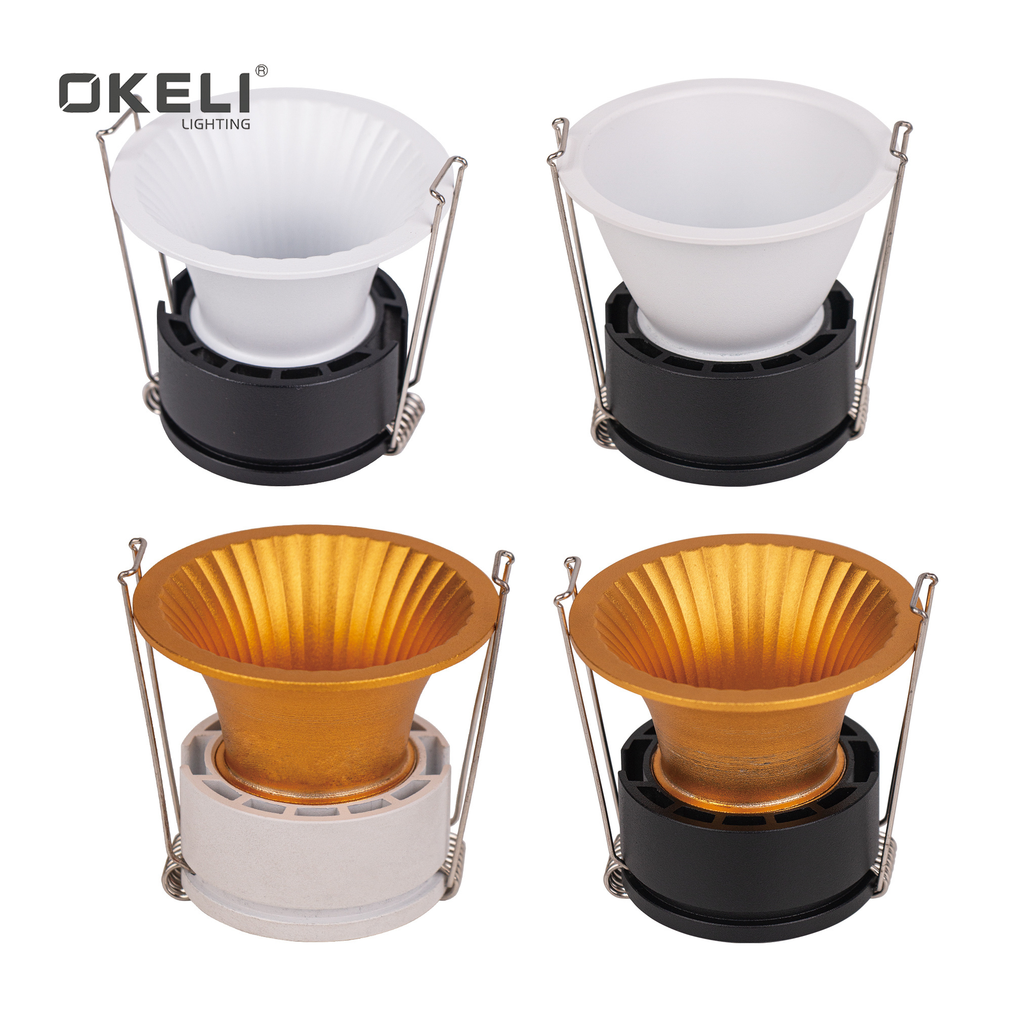 OKELI Led Spotlight Wall Washer For Hotel Project 10w 15w cob Downlight Black White Gold