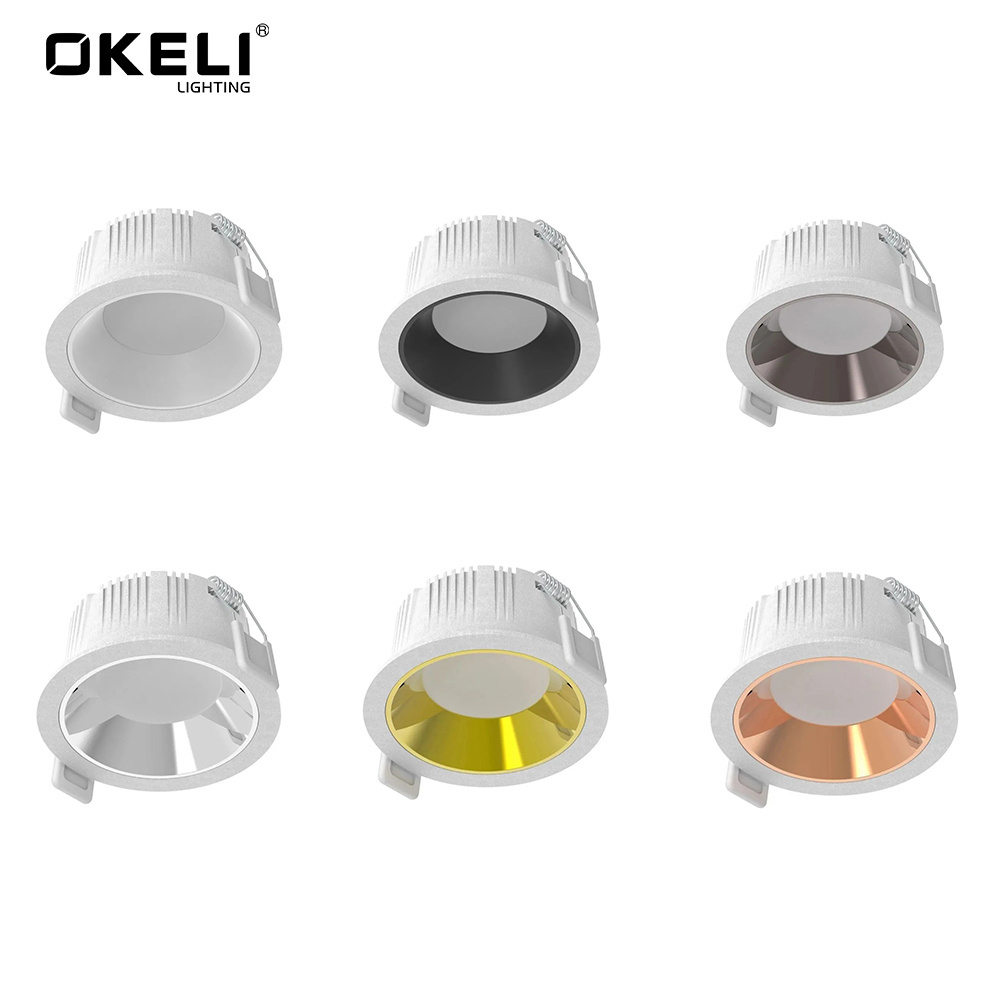 OKELI antiglare trimless ceiling lighting for hotel project 9w 12w smd led recessed downlight