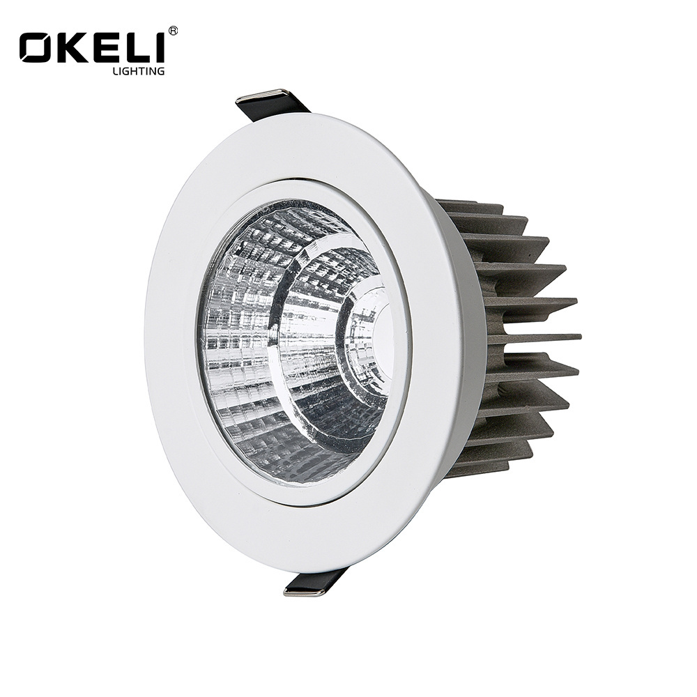 OKELI Factory wholesale price 3w 6w 9w 18w 24w 30w 40w 50w COB Recessed Adjustable led downlight Aluminum led down light