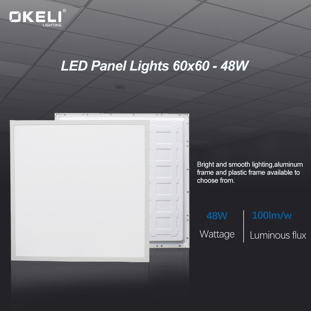 OKELI Industrial Style 2x4 60x60 600x600 Led Flat Light Square Led Panel Light Building Aluminum Iron Office 18W 24W 48W 72W 80