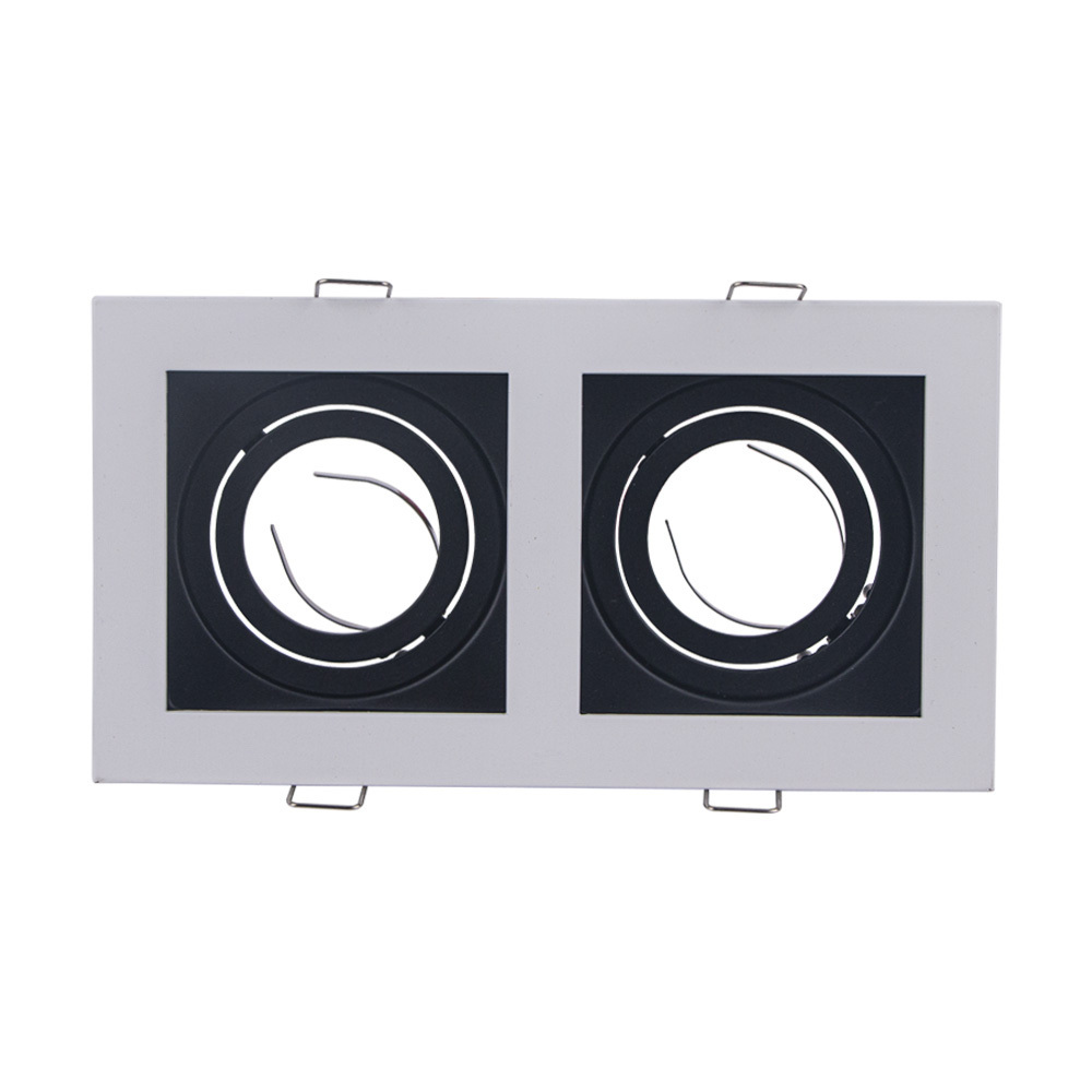 OKELI Adjustable Double Head Aluminum Gu10 Fixture Mr16 Frame Black White Recessed Down Light Housing