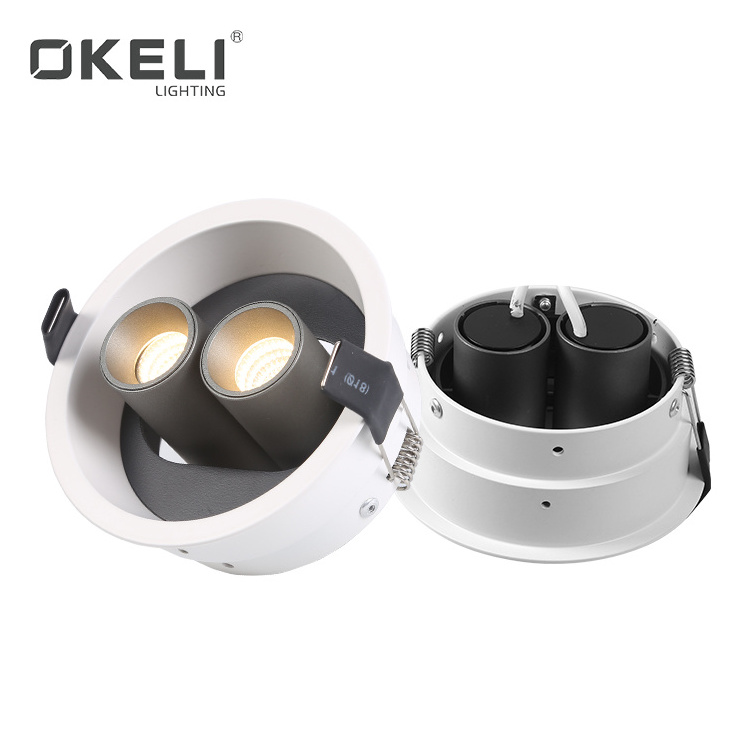 OKELI High lumen hotel cob round aluminum adjustable 7w 12w 2*7w 2*12w led spotlight