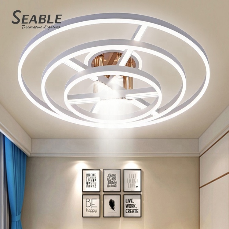 Three Color Ce Modern European Style Led Dimmable Ceiling Light Fixture With Remote Control For Home