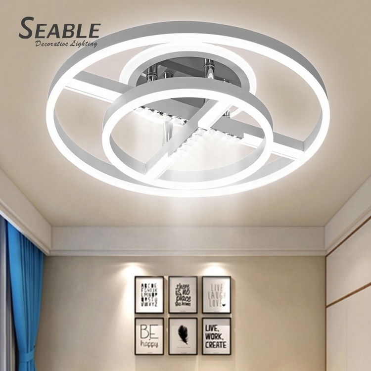 Three Color Ce Modern European Style Led Dimmable Ceiling Light Fixture With Remote Control For Home