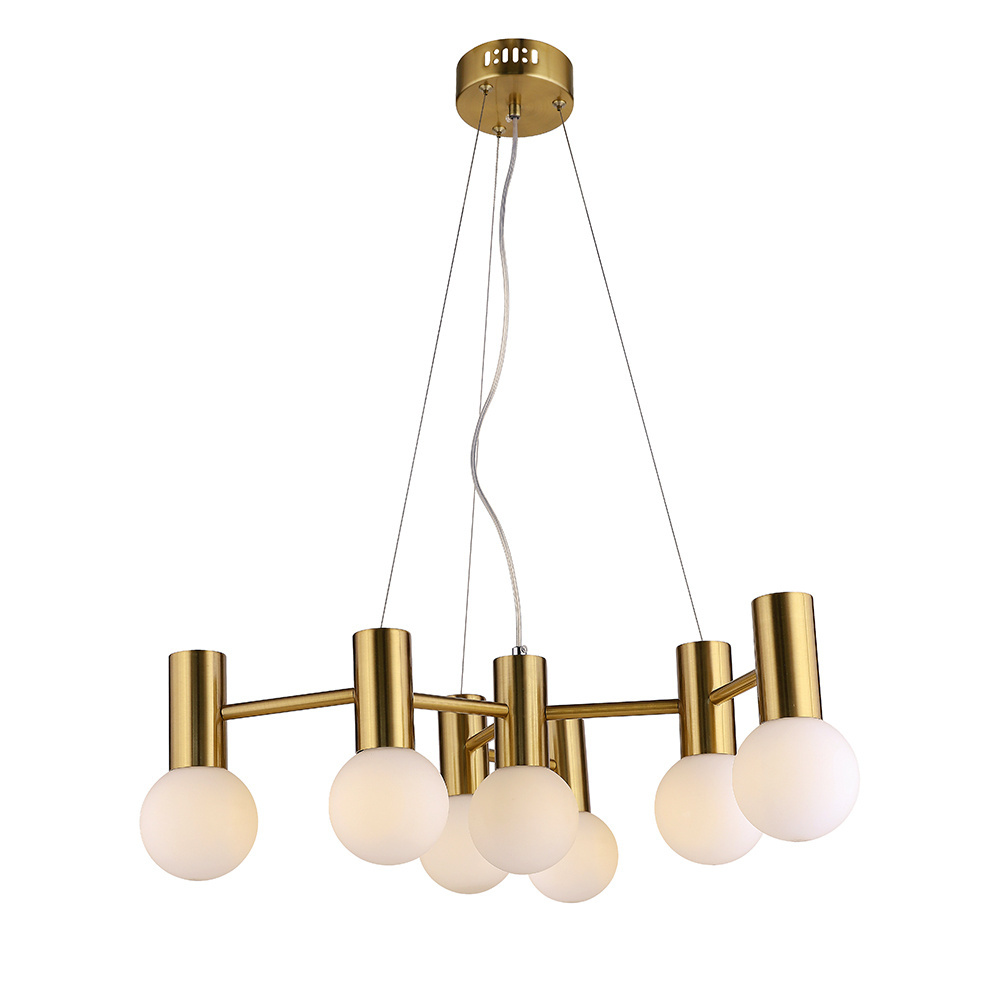 G4 light source bronze fixture milk white glass ball modern chandelier