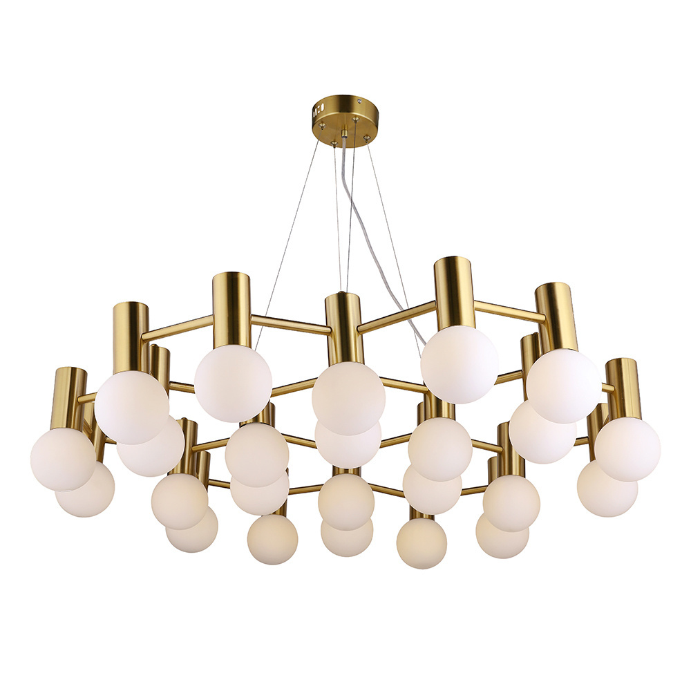 G4 light source bronze fixture milk white glass ball modern chandelier