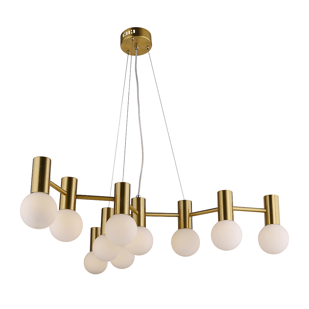 G4 light source bronze fixture milk white glass ball modern chandelier