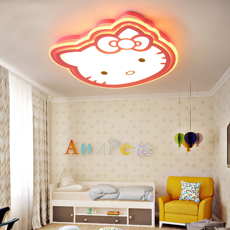 Best selling nordic cat shape pink yellow ceiling lamp lights children ceiling lights for kids room