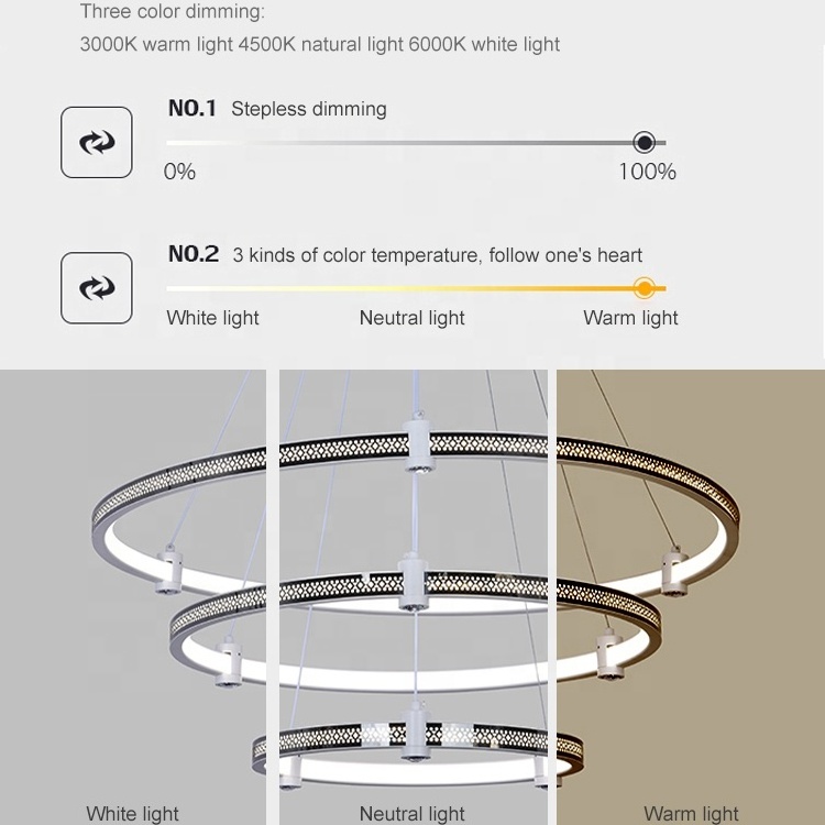 3 Rings Aluminum Chandelier Pendant Lighting For Kitchen Island Light Fixtures Chandeliers & Pendant Lights Livingroom