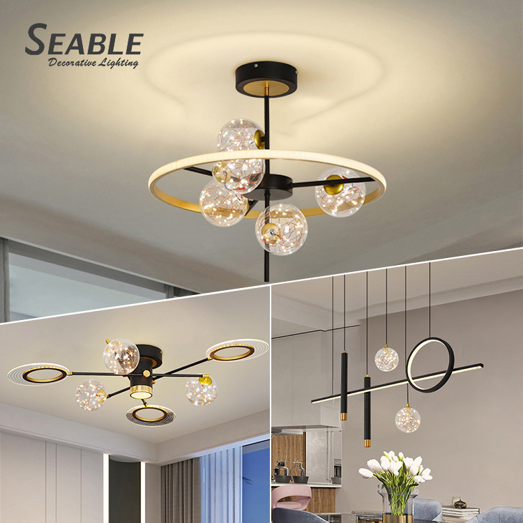 Nordic Ceiling Light Linear Living Room Dining Room Kitchen Led Pendant Chandelier Lamp