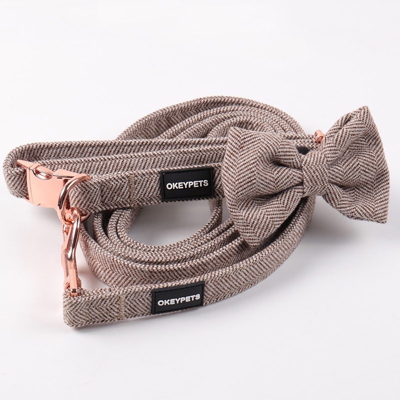 2023 Dog Harness Manufactures Cotton Tweed Design Private Label Luxury Twill Dog Collar Leash and Harness Set