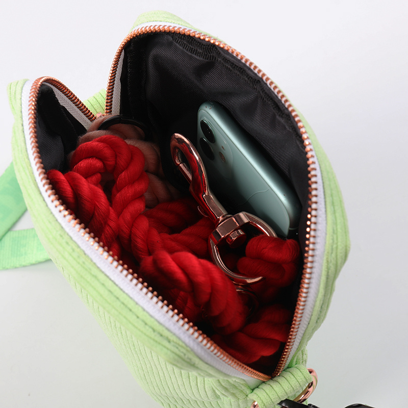 Crossbody Dog Treat Pouch Bag Walking Shoulder Bag Dispenser Carrier Travel Portable Corduroy Dog Walking Poop Bag