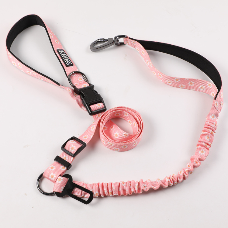 Padded Double Handle Dog Leashes with Car Seat Belt for Training Customize Heavy Duty Strong Retractable Dog Lead Leash Harness