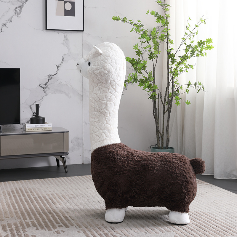 OKF Solid wood inner frame cute bedroom living room modern kids furniture cute leisure animal alpaca sofa seat chair