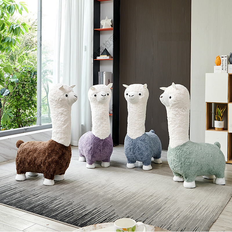 OKF Solid wood inner frame cute bedroom living room modern kids furniture cute leisure animal alpaca sofa seat chair