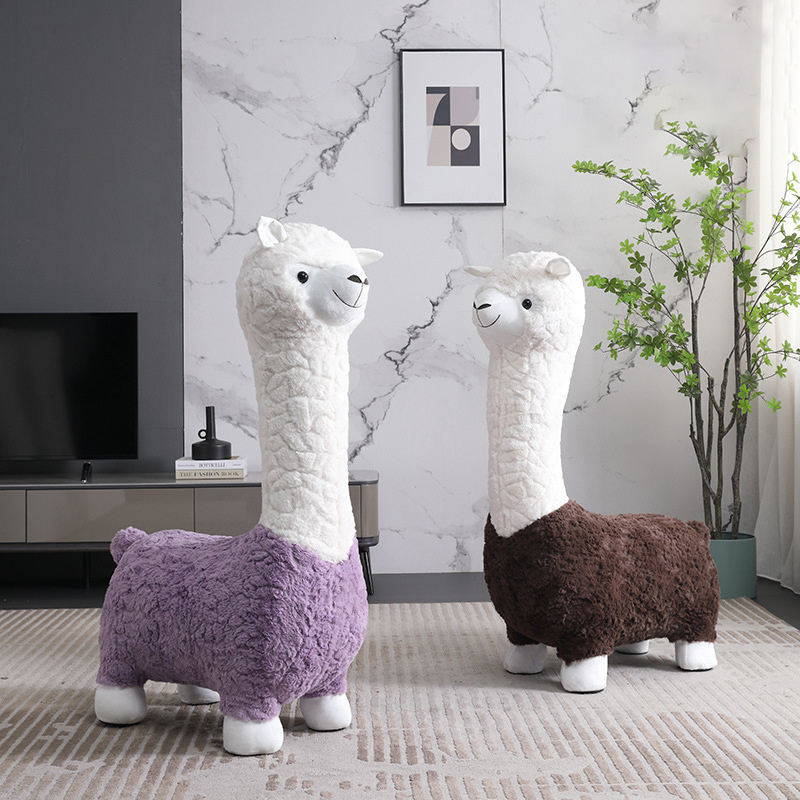 OKF Solid wood inner frame cute bedroom living room modern kids furniture cute leisure animal alpaca sofa seat chair