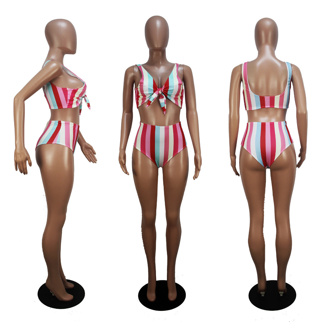 New Style Bikini Sexy color printed With Gradually Changing Color Stripes two-piece swimsuit Custom Swimwear