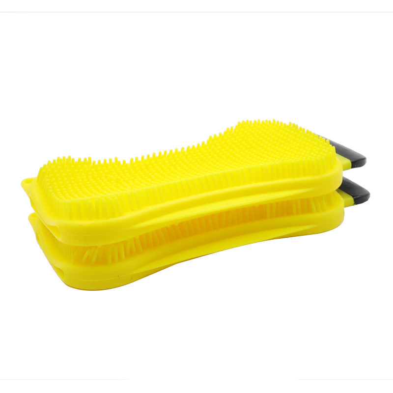 3 in 1 Kitchen Brush Scrubber Scraper Cleaning dish washing Brush cleaner mat silicone dishwashing sponge with scraper