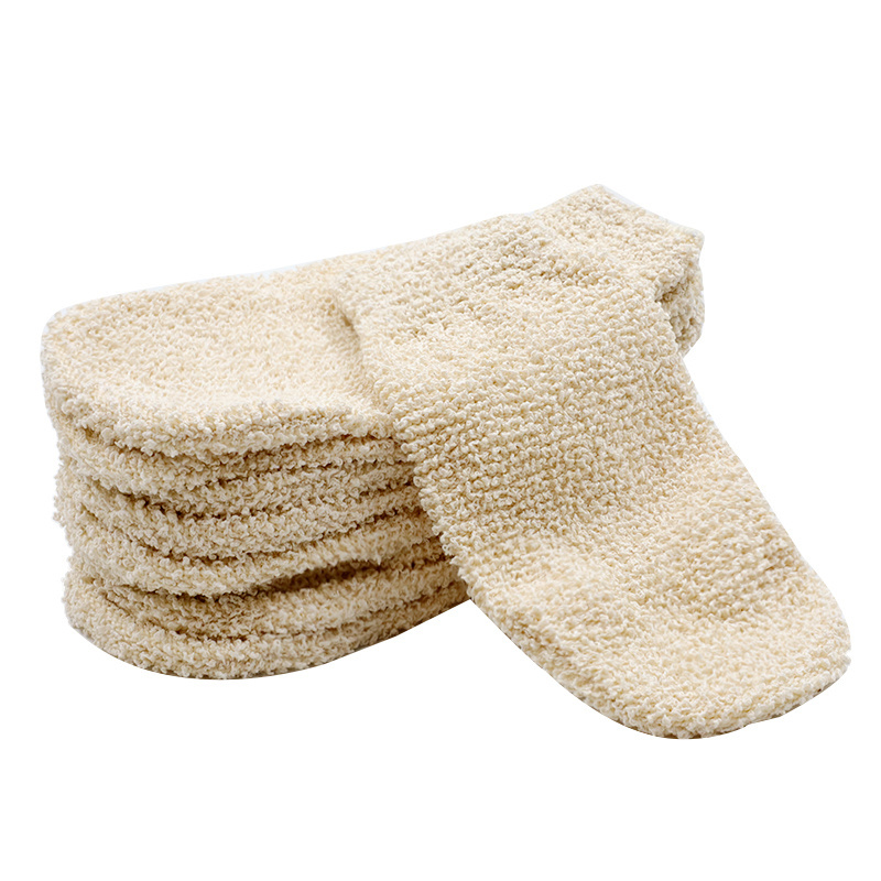 Natural Cotton Ramie Dual Sided Exfoliating Glove Hand Mitt Mitten Shaped Back and Body Shower Bath Scrubber