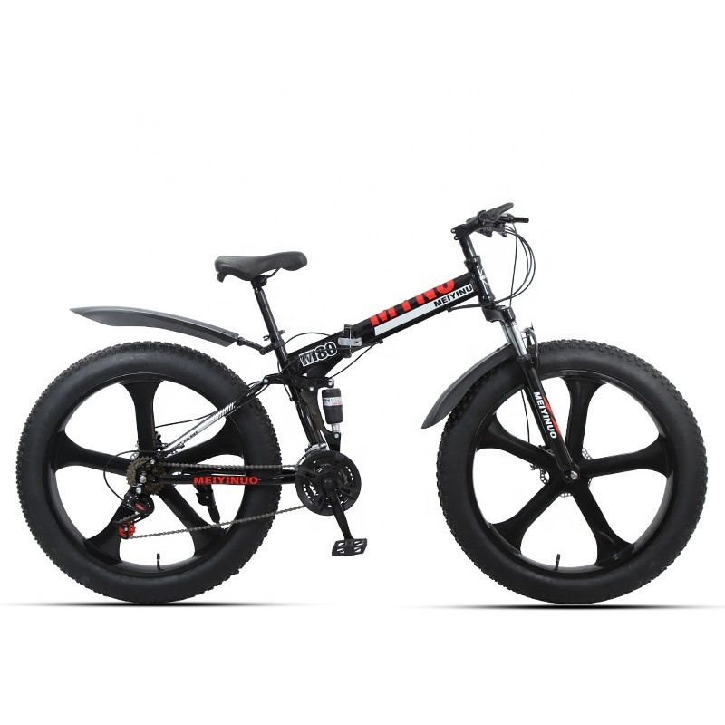 Foldable 26 Inch 4 Inch Wide Tire Beach Snow Mountain Bicycle Fat Tire Bike For Men Women