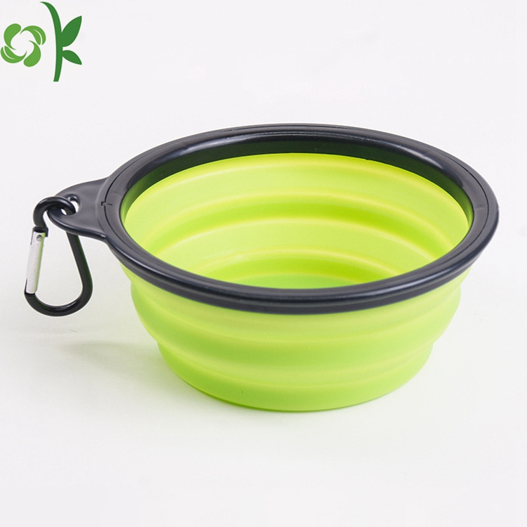 OKSILICONE Hot Sale Portable Silicone Pet Water Bowl with Hook 1000ml Food Bowl For Pet Dog Small Animal Feeding Dish For Travel