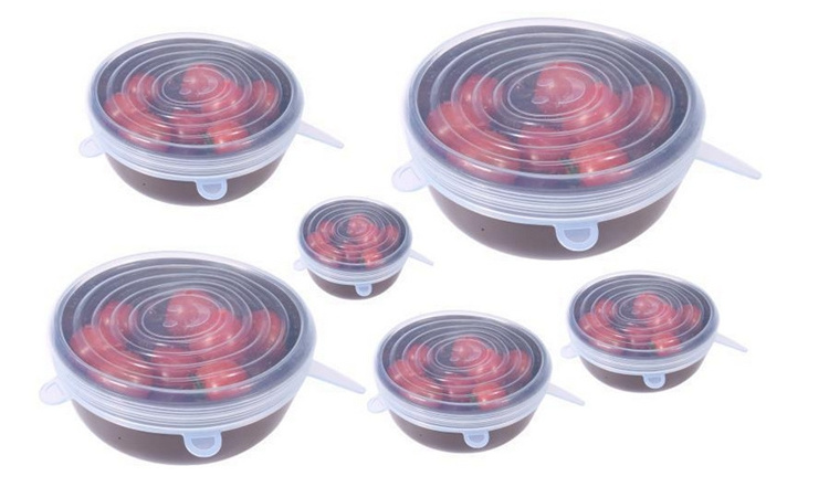 OKSILICONE Best Price Seal Lids Round Food Saving Cover Reusable Fresh-keeping Cover  Silicone Stretch Lids clear