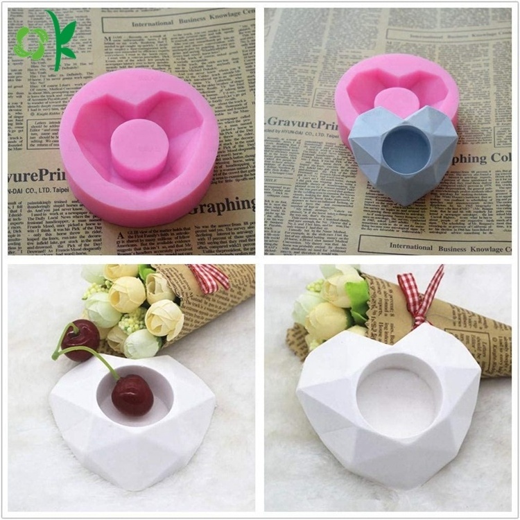 OKSILICONE Reusable Heart Shape Silicone Concrete Planter Mold 3Dt Flower Pot Soap Bottle Mold Silicone Mold DIY Ashtray Candle