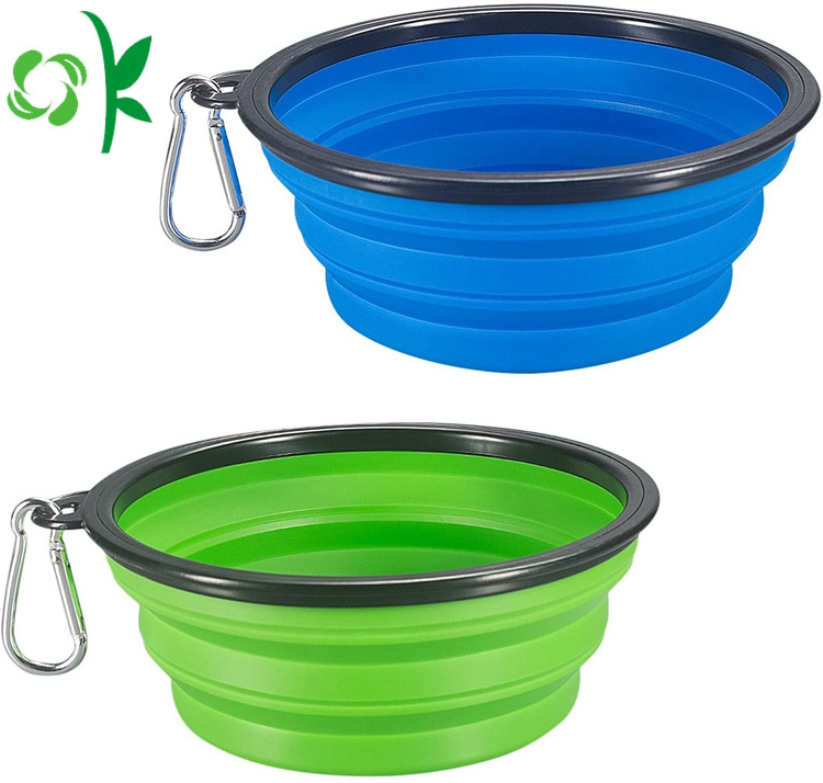 OKSILICONE Hot Sale Portable Silicone Pet Water Bowl with Hook 1000ml Food Bowl For Pet Dog Small Animal Feeding Dish For Travel