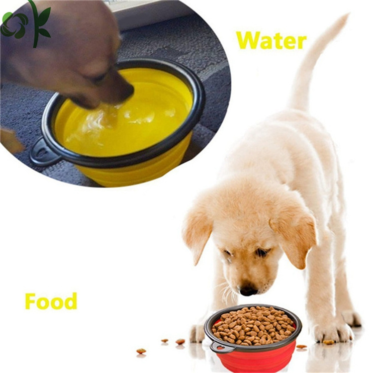 OKSILICONE Hot Sale Portable Silicone Pet Water Bowl with Hook 1000ml Food Bowl For Pet Dog Small Animal Feeding Dish For Travel